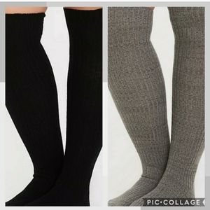 🆕️🖤 PLUS SIZE GREY/BLACK OVER-THE-KNEE SOCK PACK - PACK OF 2🖤
